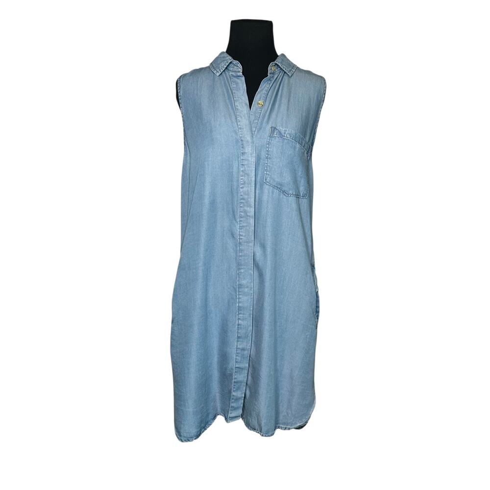 Thread Supply blue chambray sleeveless shirt mini dress size Medium